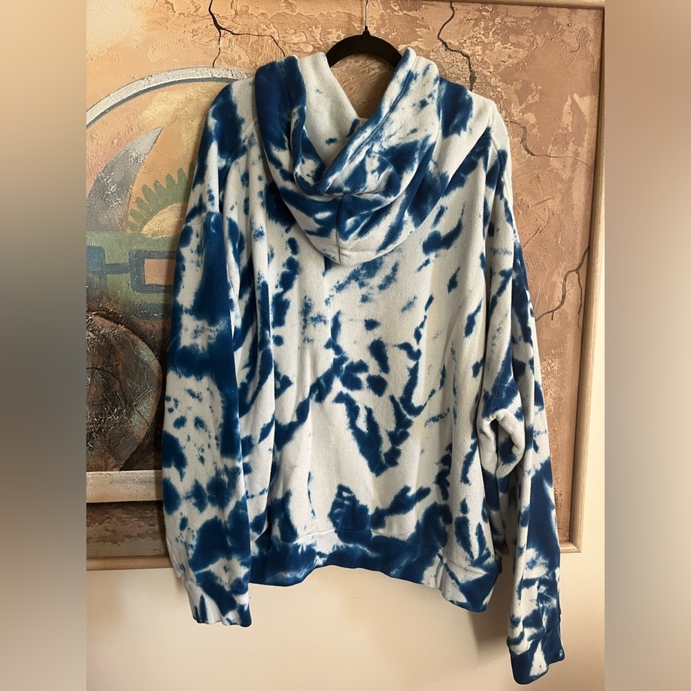 THE ELDER STATESMAN True Blue Tie-Dye Cotton & Cashmere Terry Hoodie - XL - Picture 13 of 16